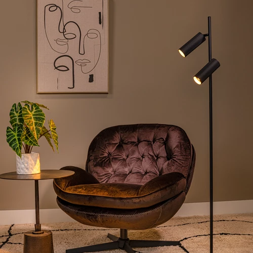 Lucide CLUBS - Floor lamp - 2xGU10 - Black - atmosphere 1